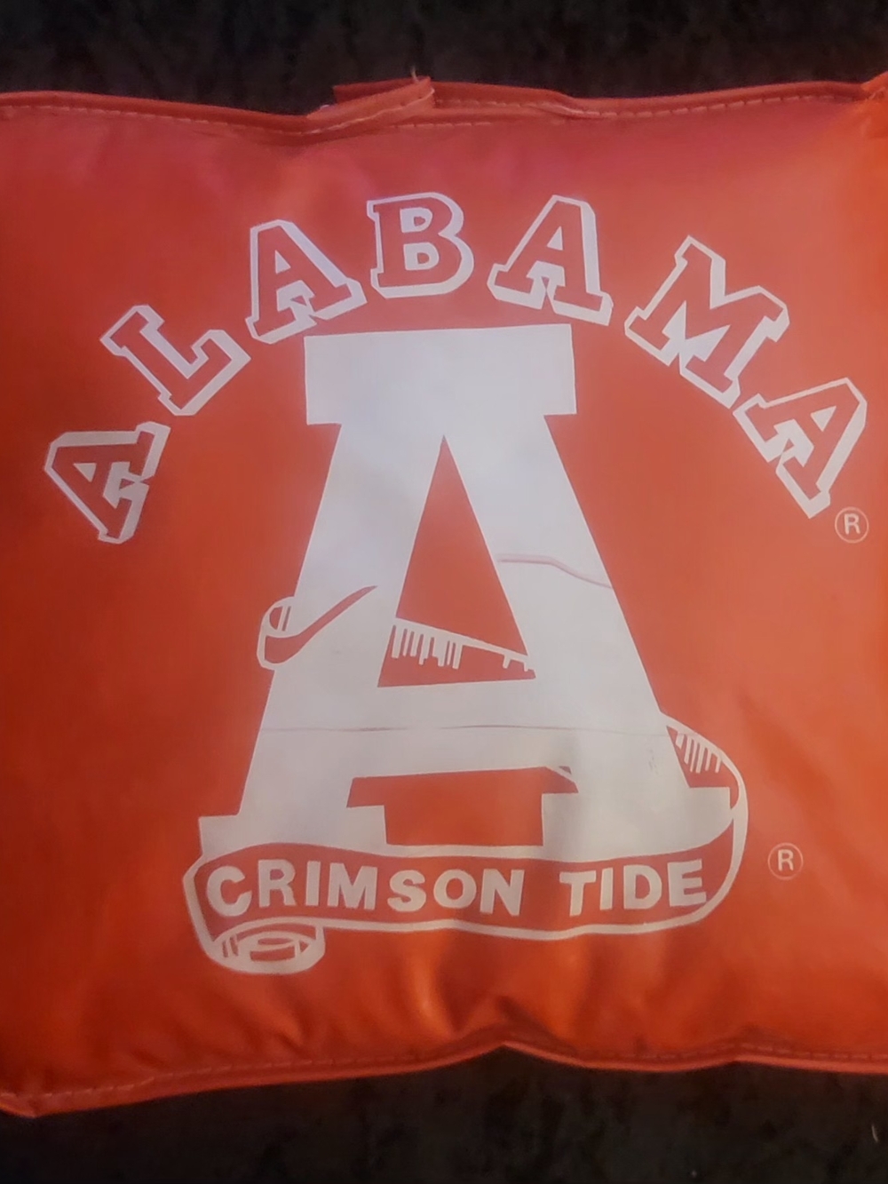 University of Alabama Crimson Tide Logo Pillow - Red/White Vinyl Vintage 70s 80s